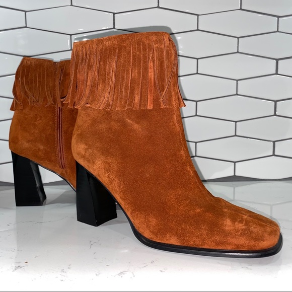 PAZZO Shoes - Pazzo Fringe Suede High Heel Mid-Calf Boots PAZZO Shoes - Pazzo Fringe Suede High Heel Mid-Calf Boots
